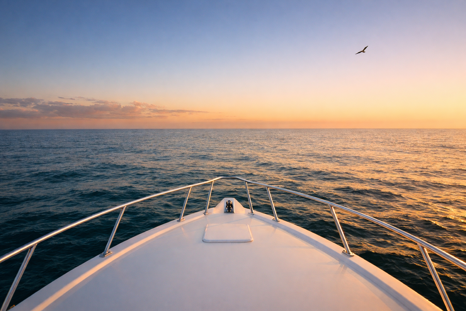 Heading offshore at sunrise